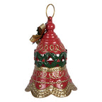 Décoration Noël Cloche Métal Rouge Houx Doré Ø21×29 cm