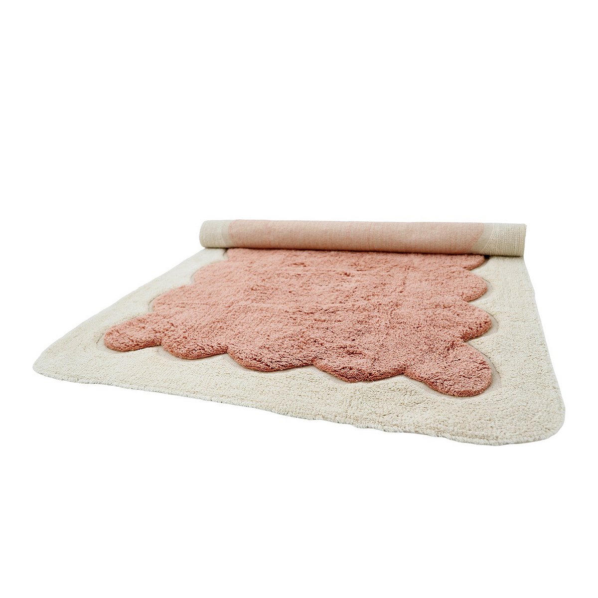 Tapis Coton Design Festonné Rose Blush 100×150 cm – Alfonsina