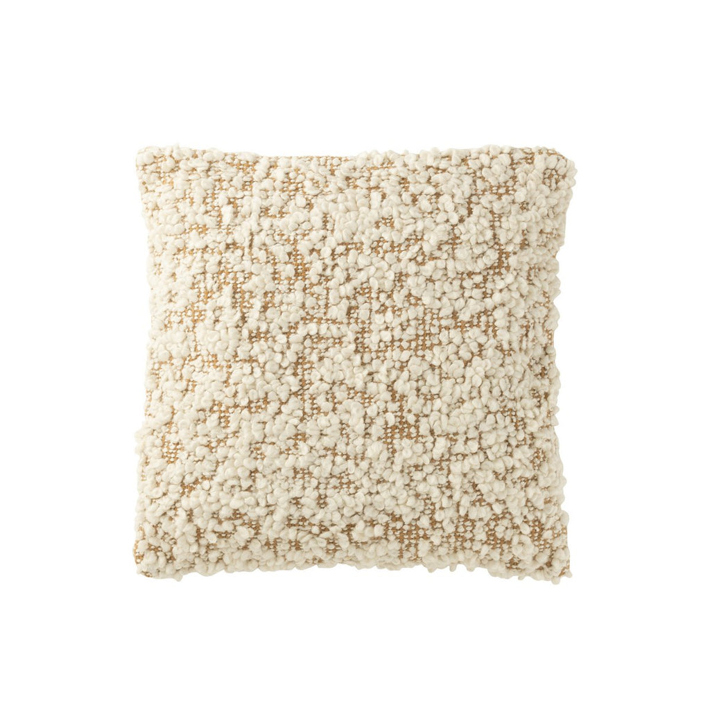 Coussin LATTE Bouclé Coton Camel Crème 45×45 cm