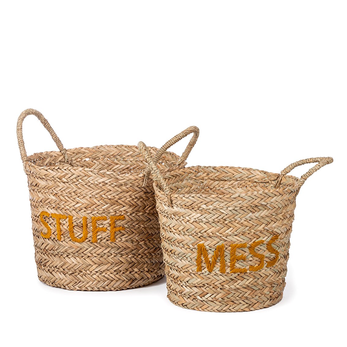 Ensemble de Paniers en Seagrass Jaune Ocre – Messy & Stuff