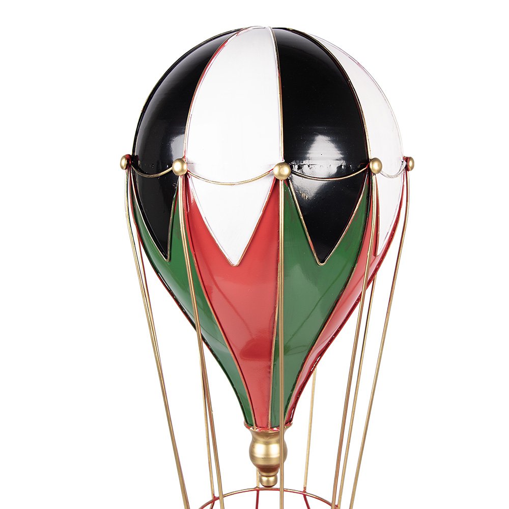 Décoration Noël Montgolfière Métal Rouge Vert Or Ø26×62 cm