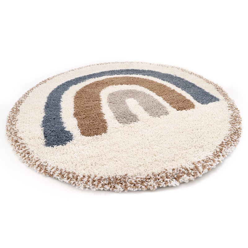 Tapis Rond Motif Arc-en-Ciel Bleu Ø120 cm – Bohemian Rainbow