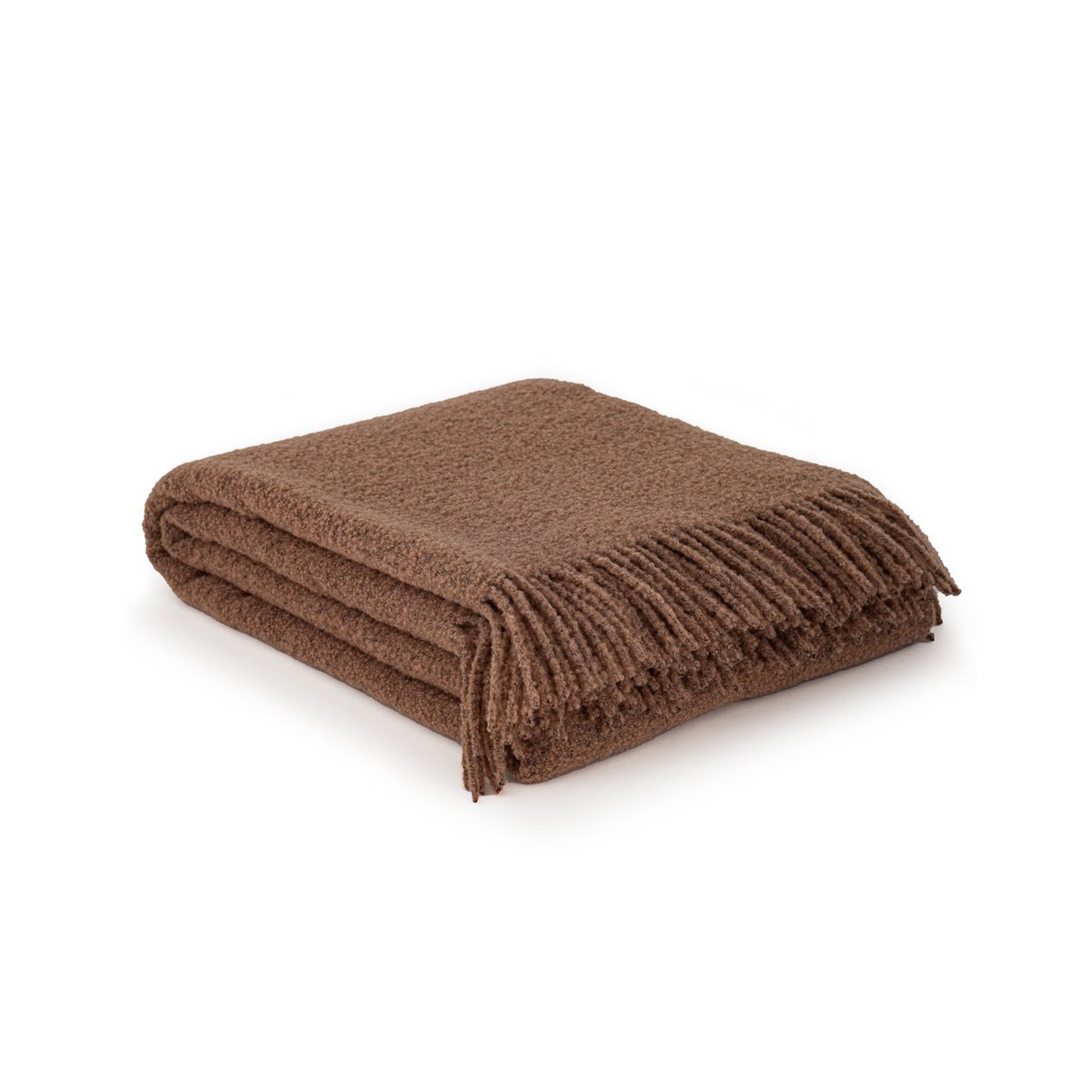 Plaid PARIS en Laine Bouclée Marron – 140 × 200 cm
