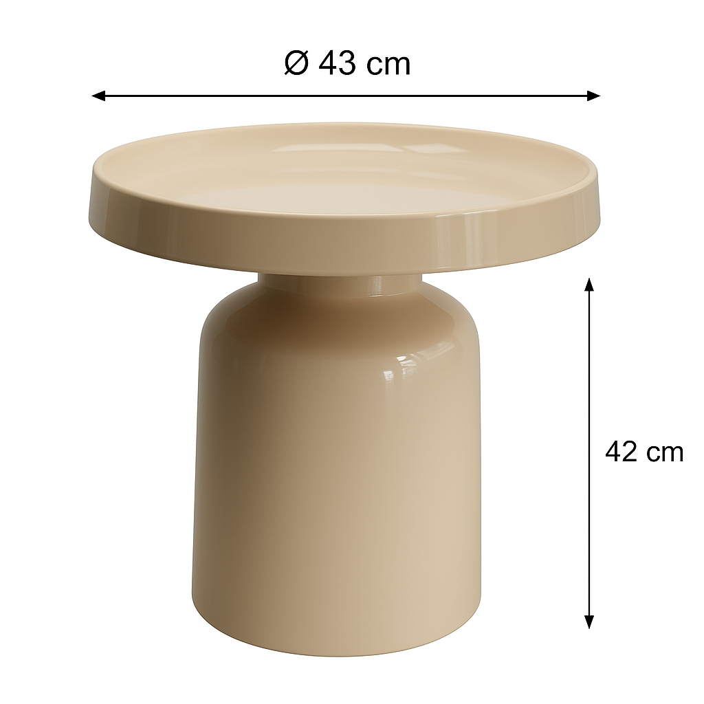 Schéma des dimensions de la table ronde Nora (43x42cm).