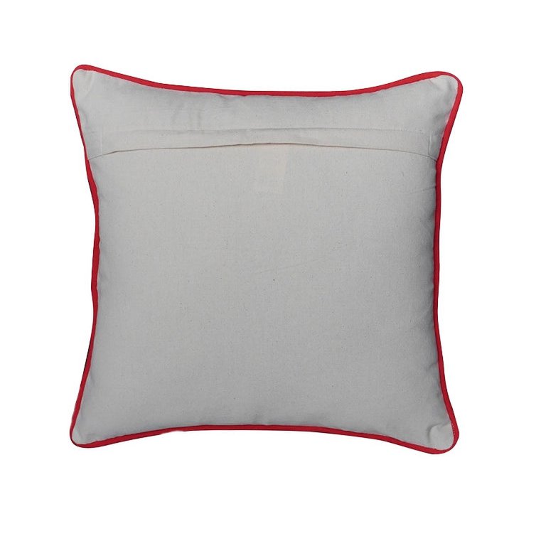 Housse de Coussin Noël Étoiles Brodées Guirlande Pompons Coton Lin 45×45 cm