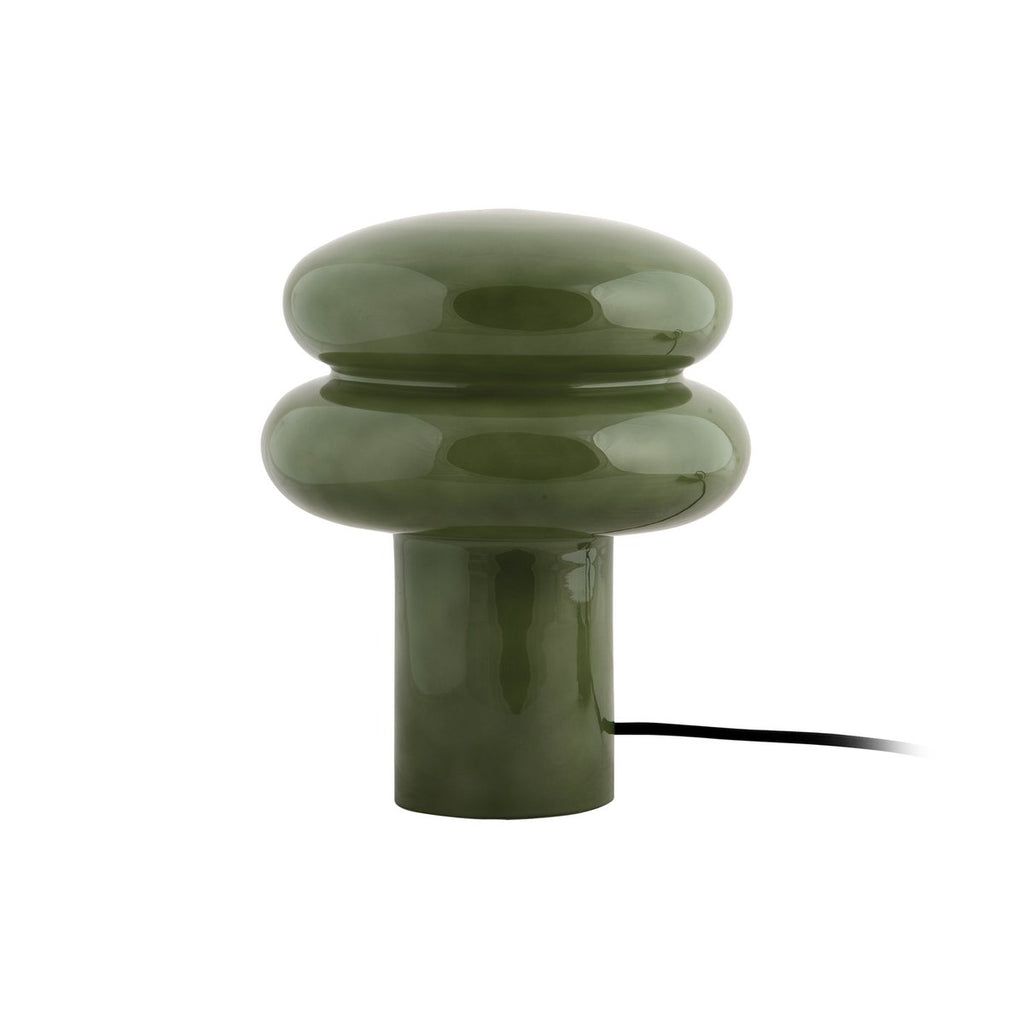 Lampe à Poser HALO Double Anneau Verre Vert Ø20×24 cm