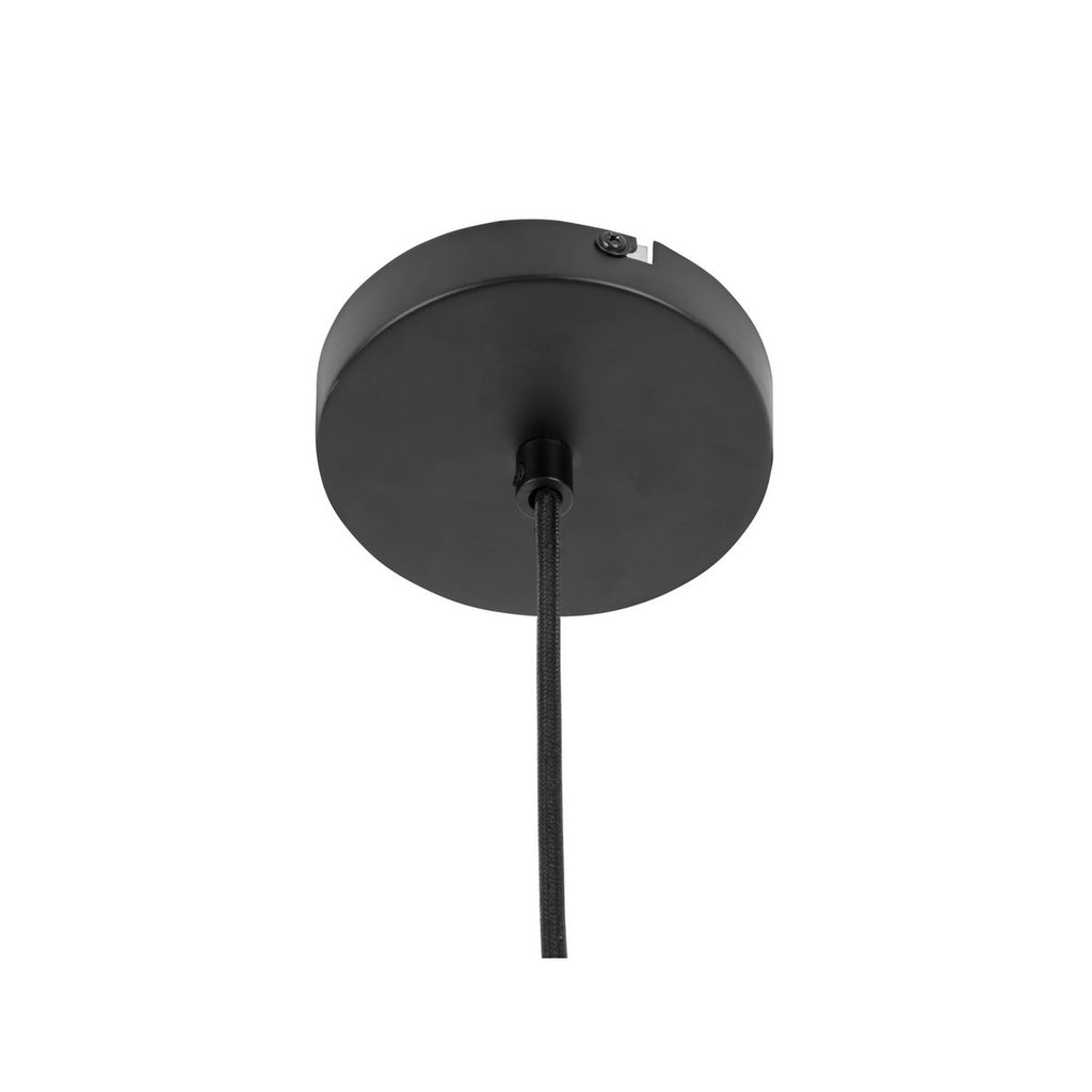 Vue de la rosace de plafond noire incluse avec le luminaire bohème.