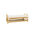 Banc en Rotin avec Coussin Blanc et Rangement Banu 84 cm