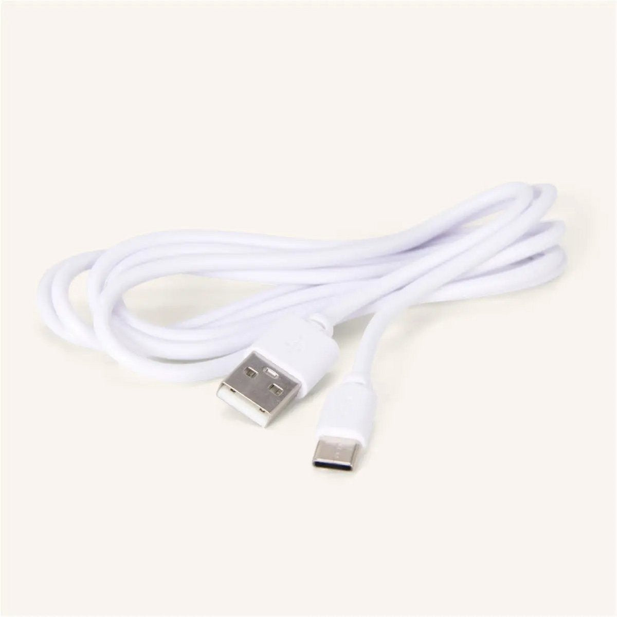 Câble de chargement USB-C blanc fourni pour la lampe rechargeable Onoda.