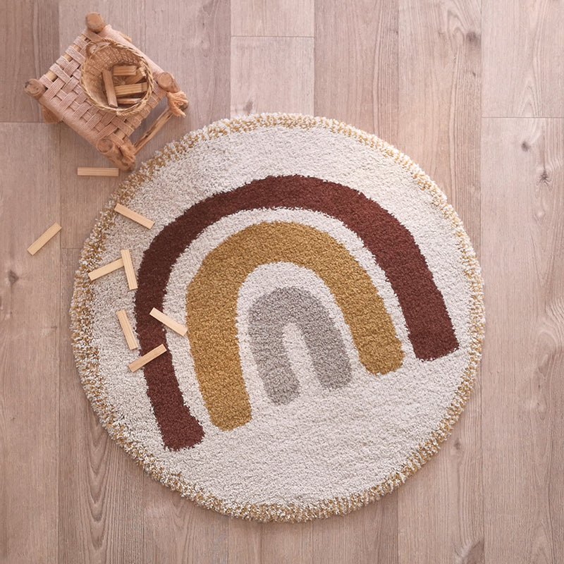 Tapis Rond Motif Arc-en-Ciel Ø120 cm – Bohemian Rainbow