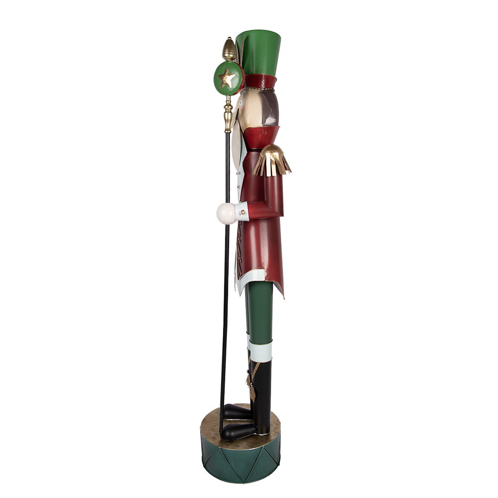 Sculpture Casse-Noisette Géant Noël Métal Rouge Vert 60×41×207 cm