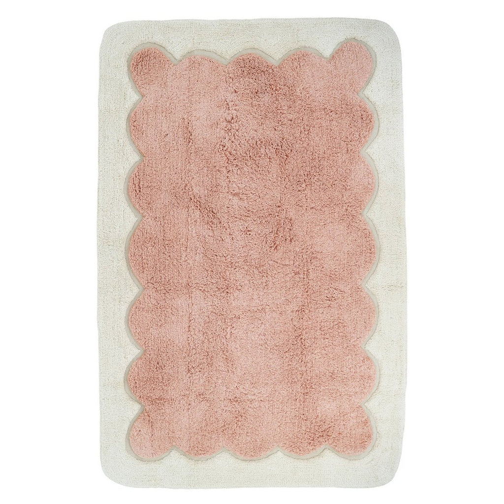 Tapis Coton Design Festonné Rose Blush 100×150 cm – Alfonsina