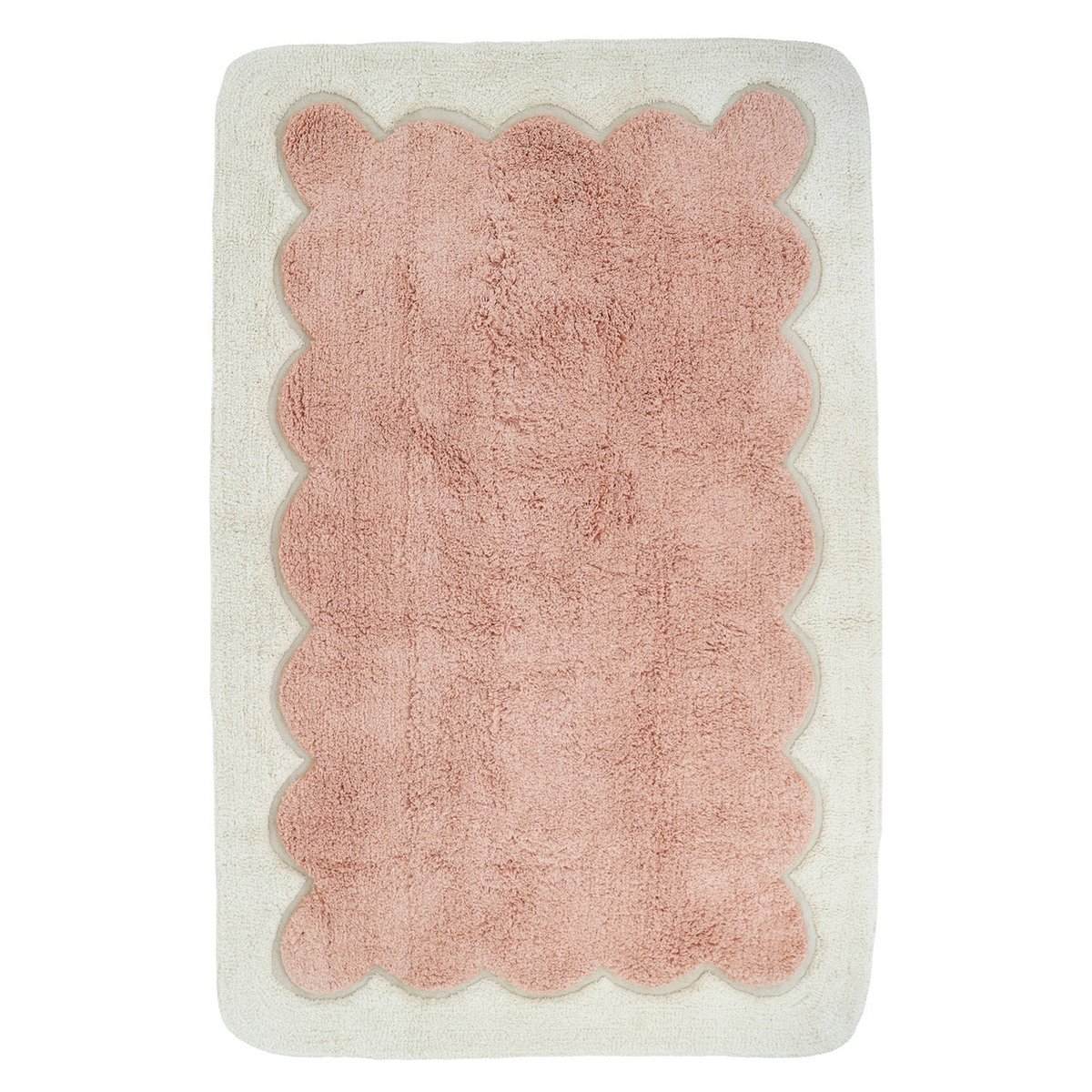 Tapis Coton Design Festonné Rose Blush 100×150 cm – Alfonsina