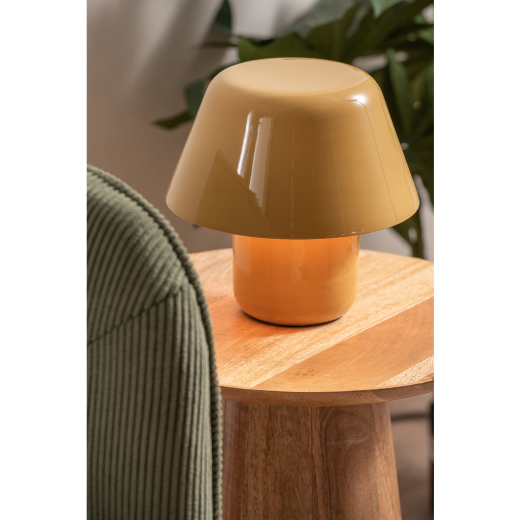 Lampe de Table Compacte Fer Émaillé Jaune Afan Ø20 cm