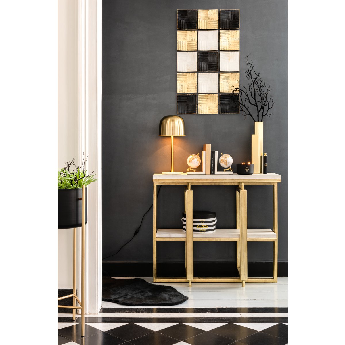 Lampe de Table Abat-Jour Doré Queen Ø20,5 cm H49 cm