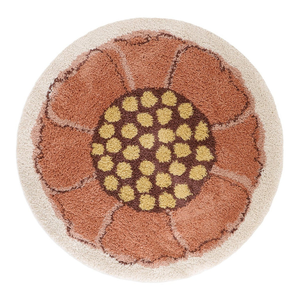 Tapis Rond à Poils Longs Motif Fleur Ø120 cm – Bohemian Flora