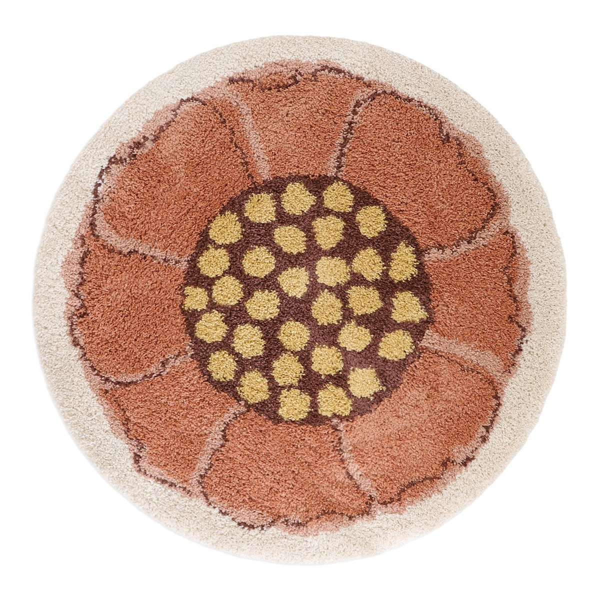 Tapis Rond à Poils Longs Motif Fleur Ø120 cm – Bohemian Flora