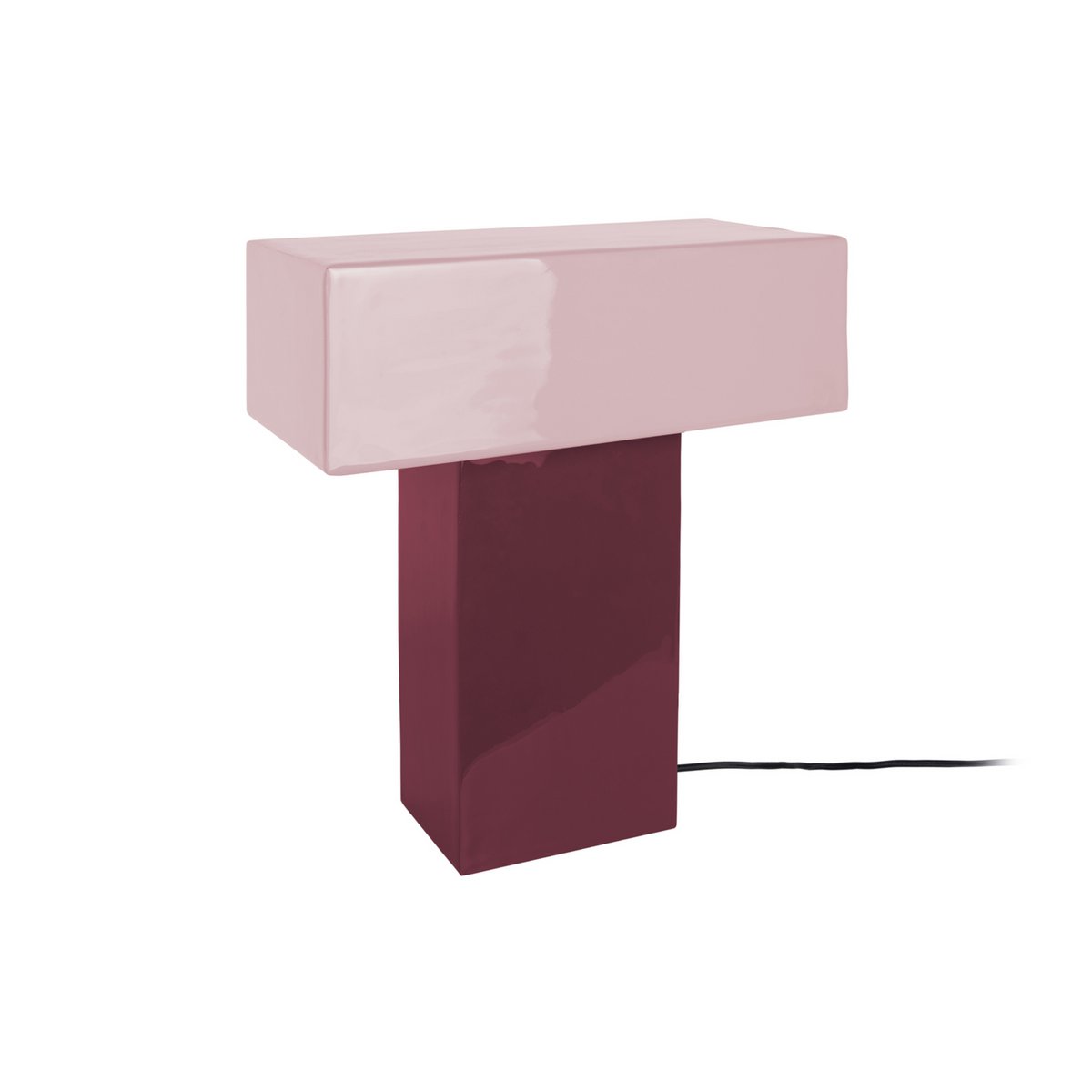 Lampe de Table Rectangulaire Fer Rouge Brillant Grato Recto