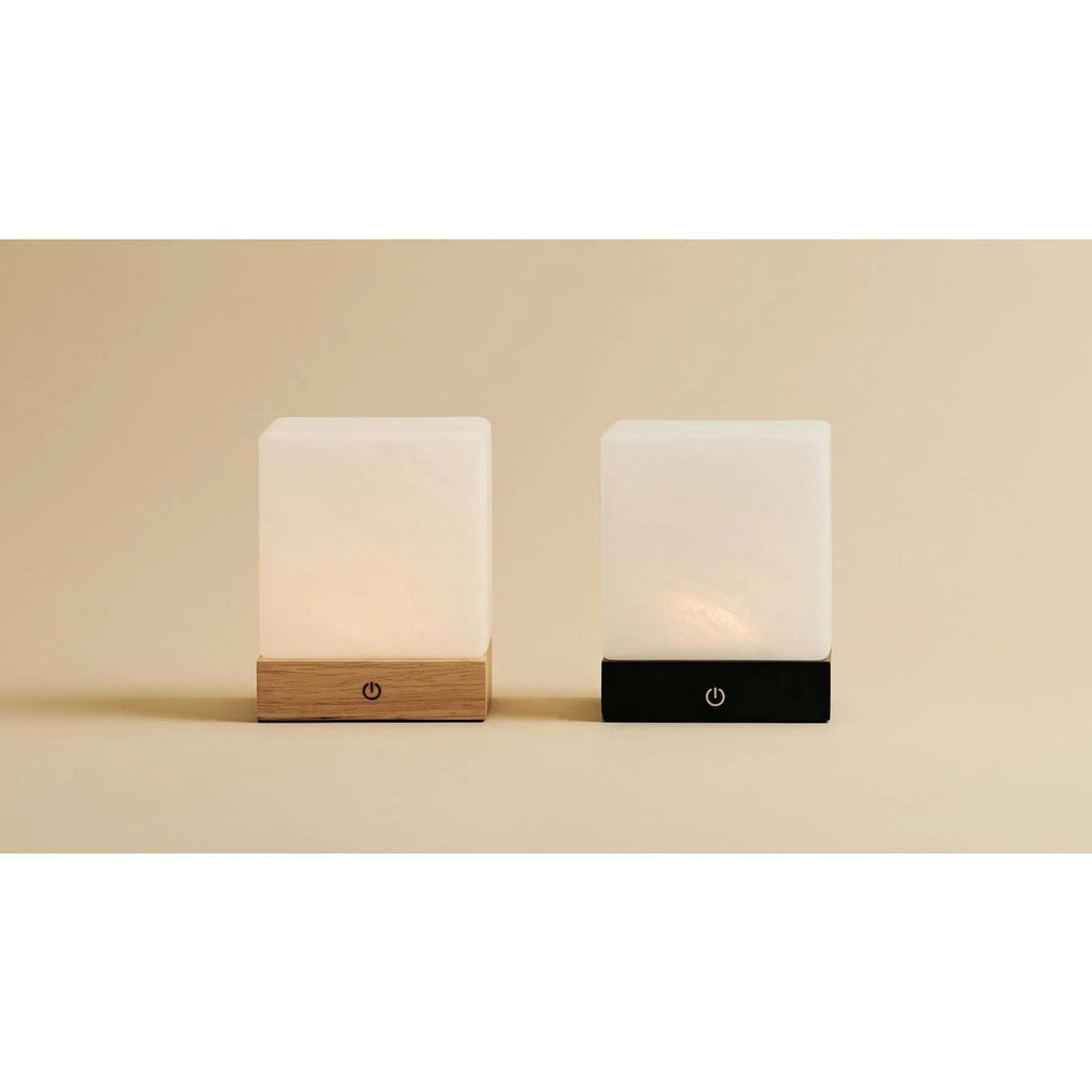 Lampe à Poser HÉVÉA Bois Noir Sans Fil Rechargeable Ø12×15 cm
