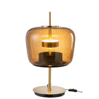 Lampe de Table LARA Verre Ambré et Doré Ø35×58 cm