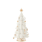 Sapin de Noël LED Ornements Polyrésine Blanc Or 24,5×51,5 cm