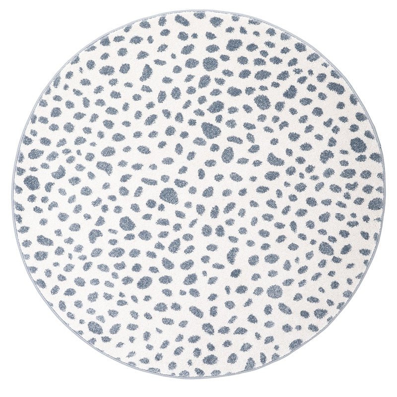 Tapis Rond Velours Motif Dalmatien Silver Blue Ø120 cm – Maldä