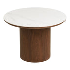 Table Basse NOLI Céramique Blanc Pied Frêne Ø60×42 cm