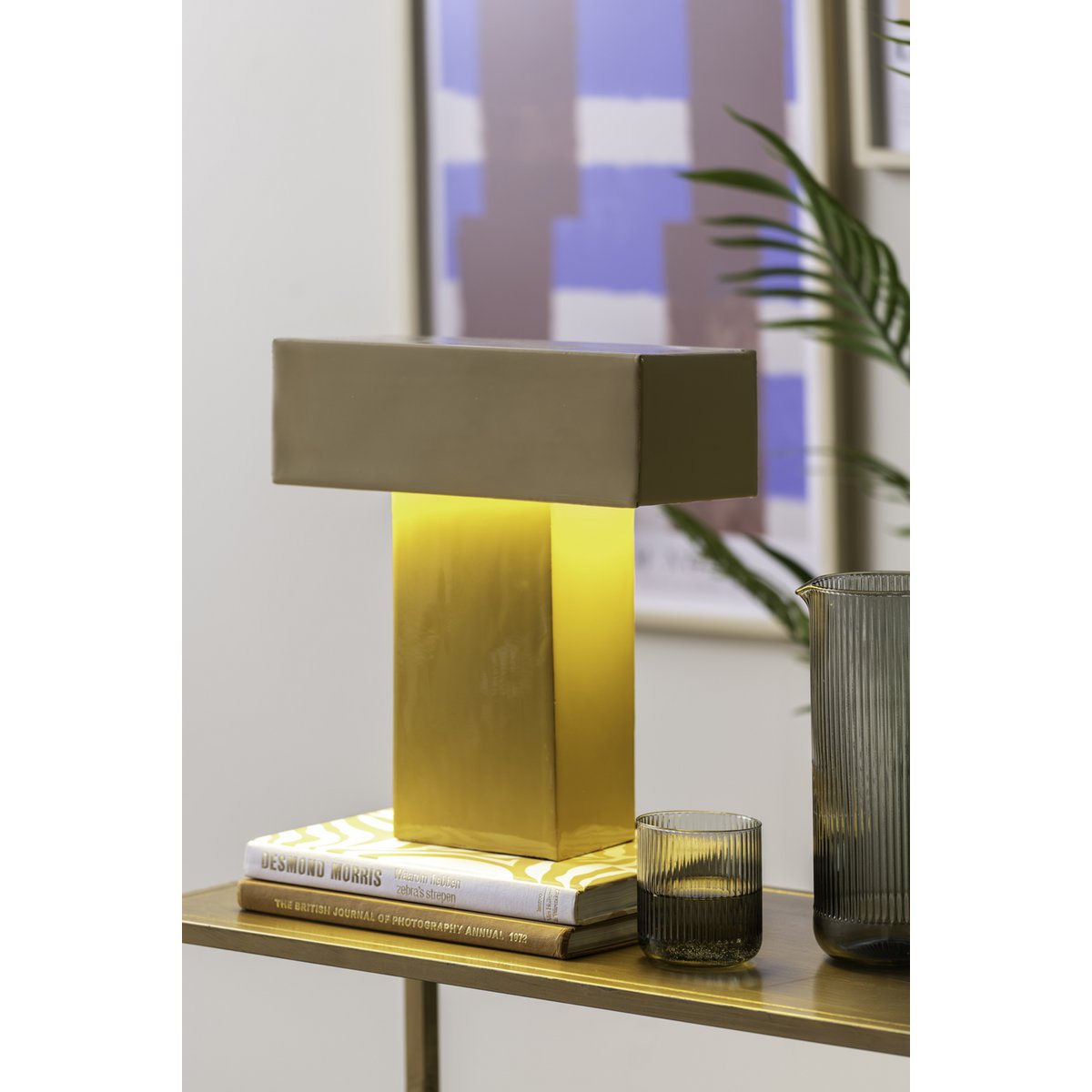 Lampe à Poser GRATO RECTO Fer Jaune Brillant 32×32×35 cm