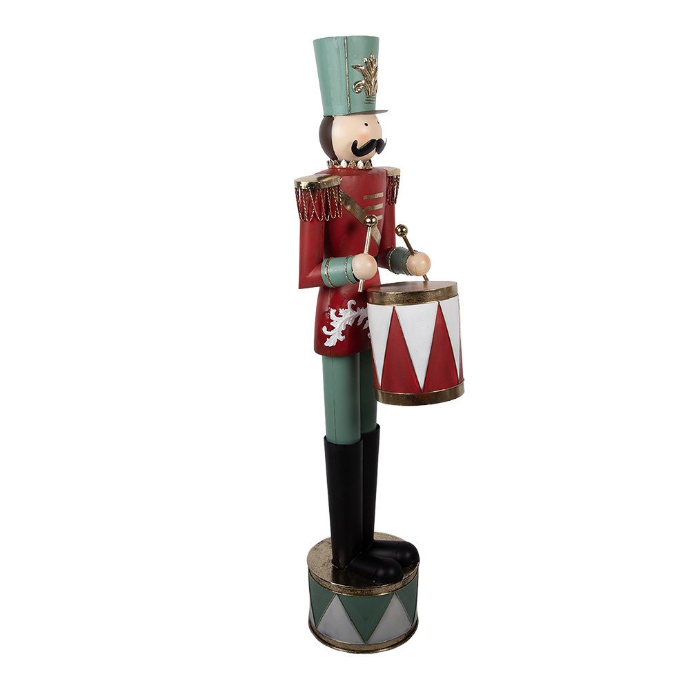 Statue Casse-Noisette Noël Métal Rouge 33×33×121 cm