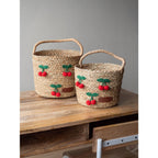 Lot de 2 Paniers en Jonc de Mer Cerises Crochetées – Cereza