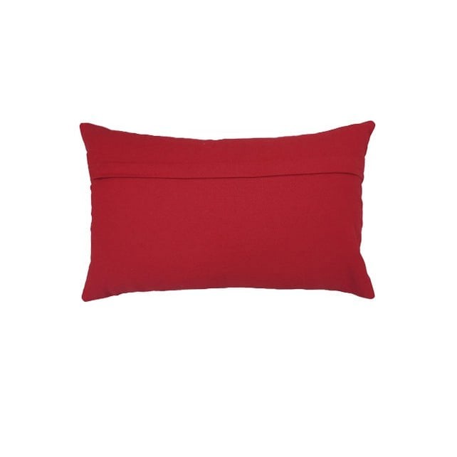 Housse de Coussin Noël SnowJoy Merry Christmas Brodé Flocons Blanc Fond Rouge 30×50 cm