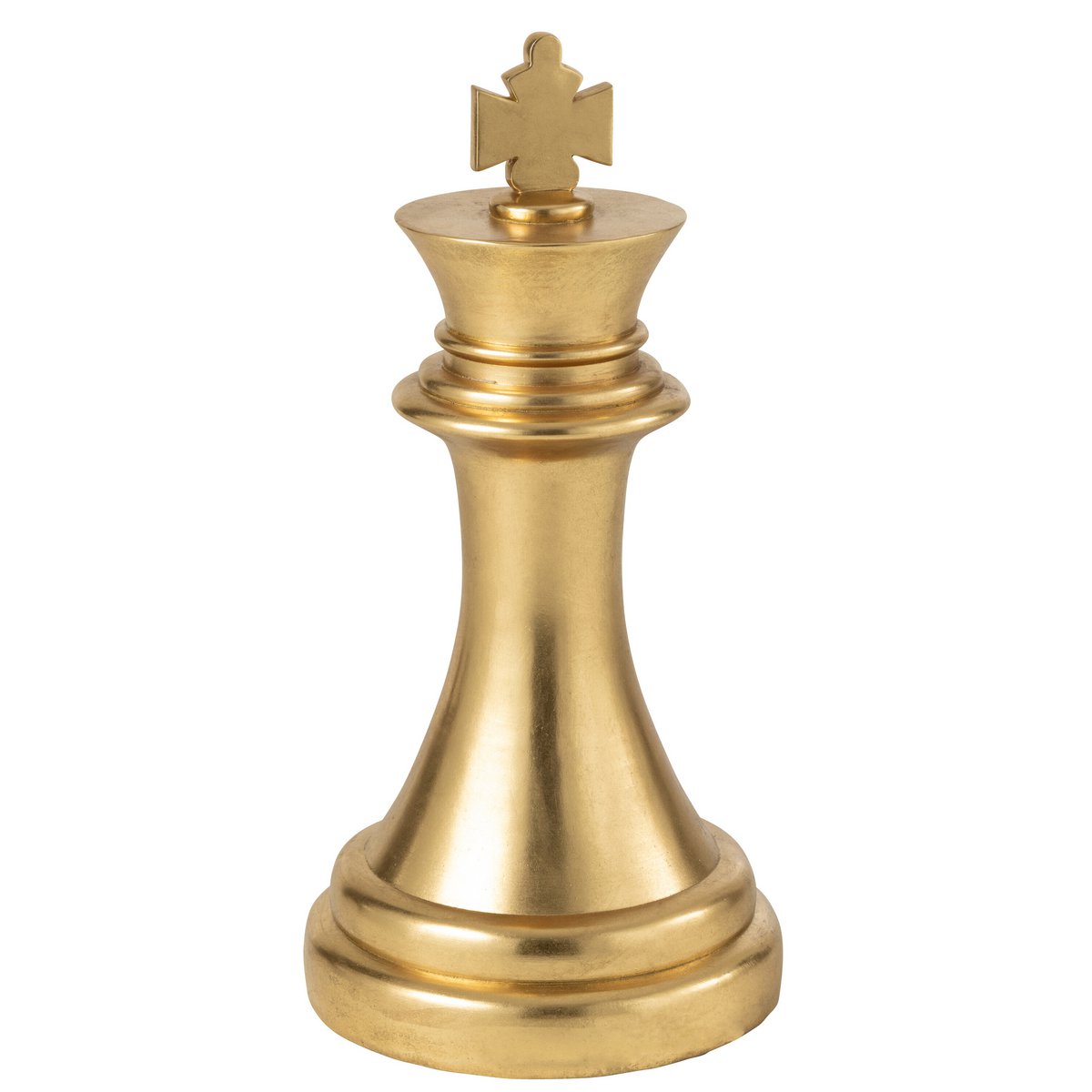 Grande statue de sol (70cm) représentant le Roi d'un jeu d'échecs, avec une luxueuse finition dorée.