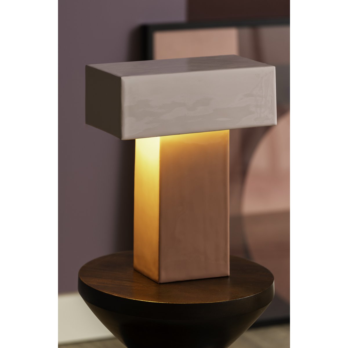 Lampe à Poser GRATO RECTO Fer Or Rosé Brillant 32×32×35 cm