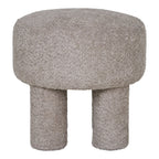 Pouf CANBERRA Bouclette Gris Clair Pieds Cylindriques Ø43×43 cm