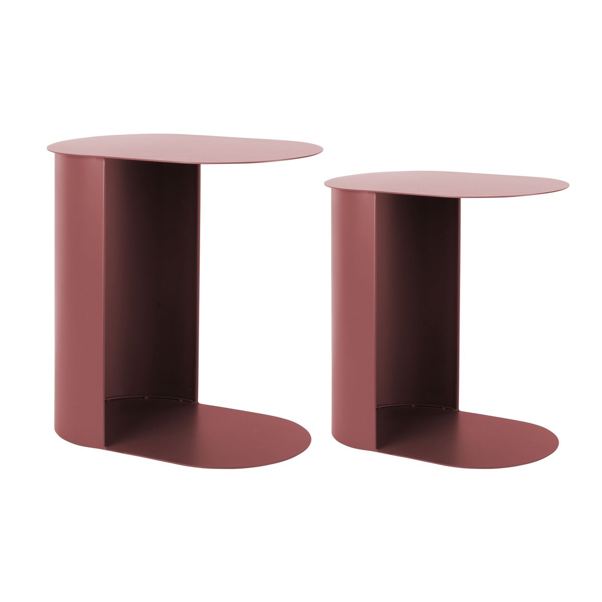 Ensemble 2 Tables d'Appoint RIQUEZA Ovales Fer Rouge