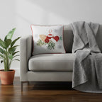 Housse de Coussin Noël Cloches Brodées Pommes de Pin Sapin Coton 45×45 cm