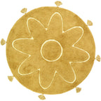 Tapis Rond Bohème à Pompons Jaune Mangue – YVA – Nattiot