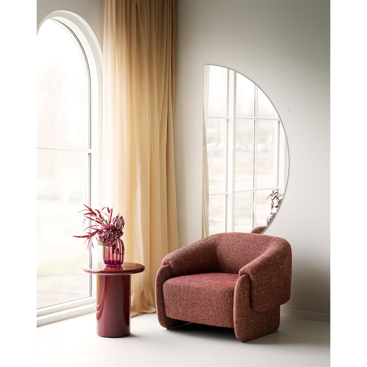 Table d'Appoint OTAGO Laquée Bordeaux Ø45×50 cm