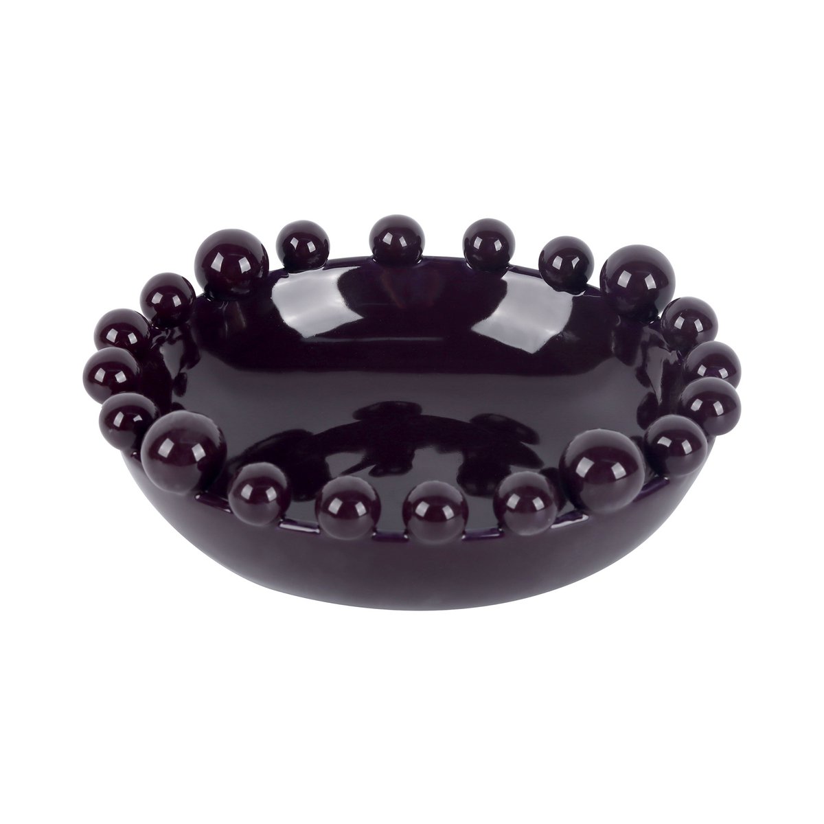 Bol Décoratif CADIX DOTTY Prune à Bordure de Boules – Ø22 cm