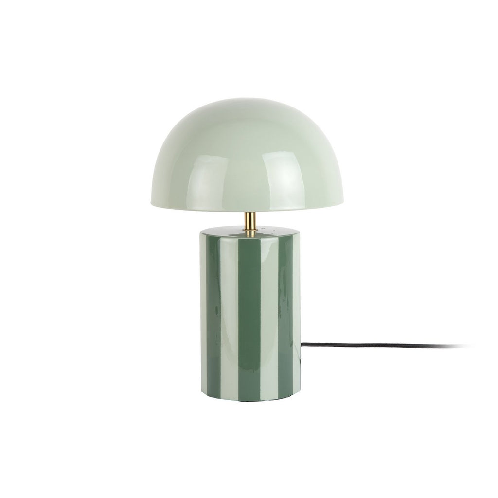 Lampe à Poser CHLOÉ Champignon Fer Rayé Vert Pied Chromé Ø25×34 cm