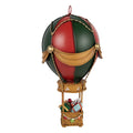 Décoration Noël Montgolfière Métal Rouge Vert Ø12×27 cm
