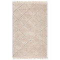 Grand tapis rectangulaire beige style berbère à motifs losanges gris fins Vivaraise.