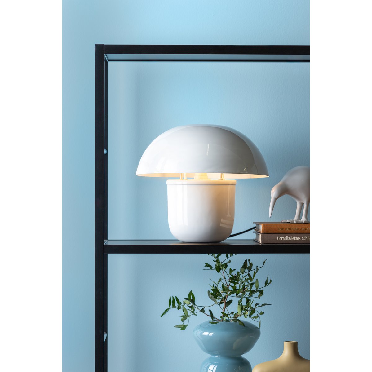 Lampe à Poser NORA Champignon Fer Émaillé Blanc Ø29×25 cm