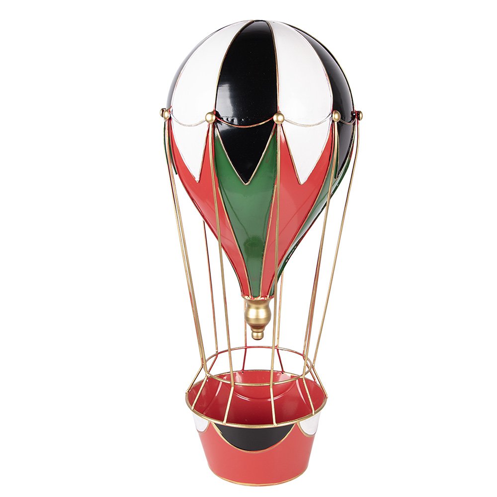 Décoration Noël Montgolfière Métal Rouge Vert Or Ø26×62 cm