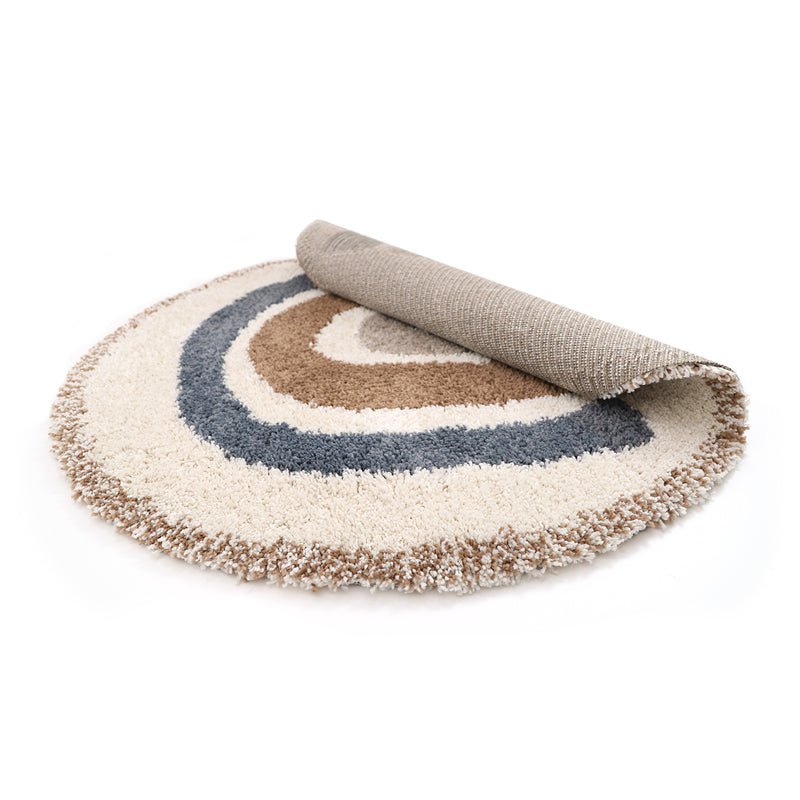 Tapis Rond Motif Arc-en-Ciel Bleu Ø120 cm – Bohemian Rainbow