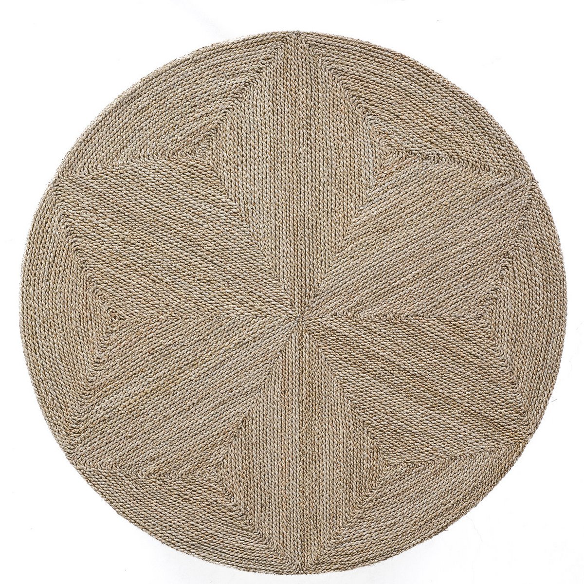 Détail du tressage serré et qualitatif en fibre de jonc de mer (seagrass).