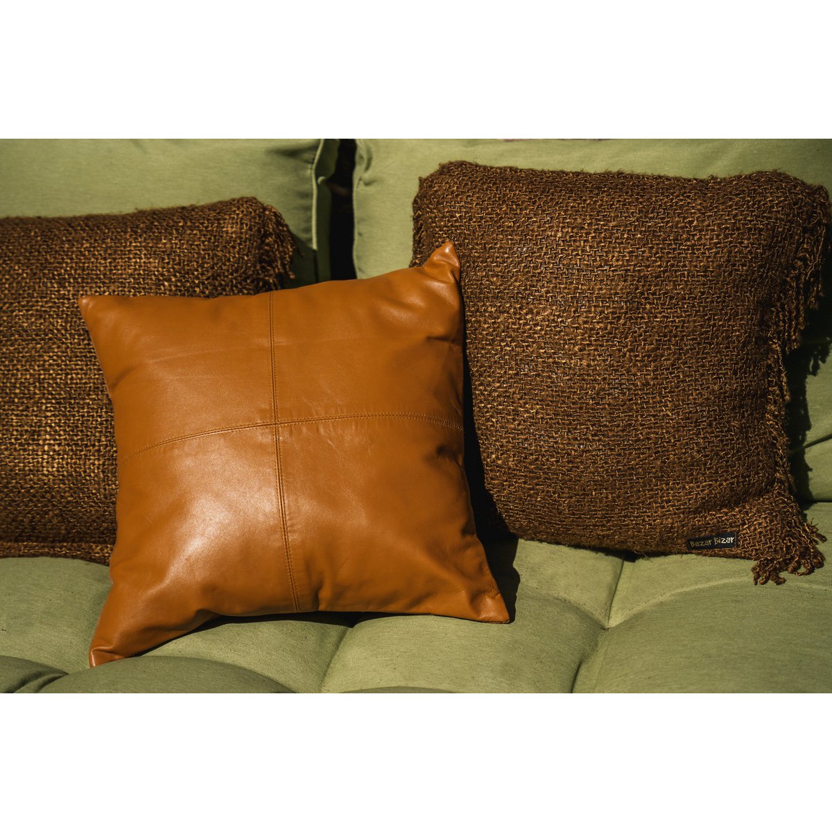 Housse de Coussin MIEL Cuir Camel 40×40 cm