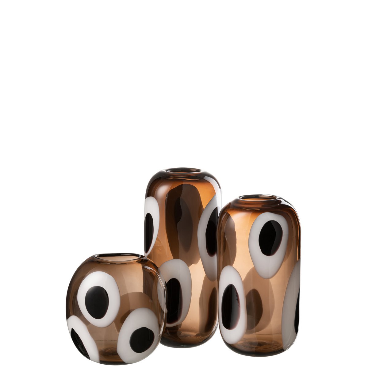 Vase IZZY en Verre Brun Ambré, Blanc et Noir – 16 × 13 × H37 cm
