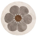 Tapis Rond Velours Motif Marguerite Taupe Ø120 cm – Bohemian Daisy