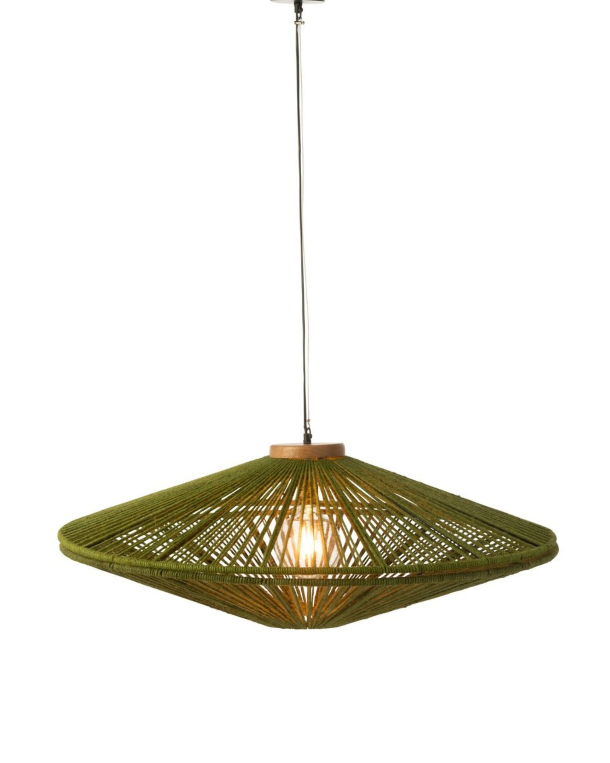 Suspension Graphique Extra Large en Jute Vert et Métal (Ø93cm)